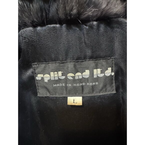 Vintage Split End Limited Ladies Black Rabbit Fur Jacket Coat Made In Hong Kong - Picture 7 of 7